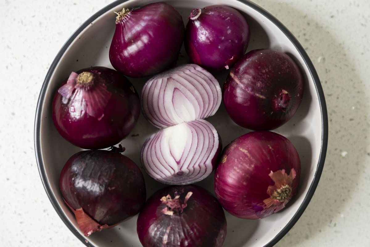 Red onions in a bowl