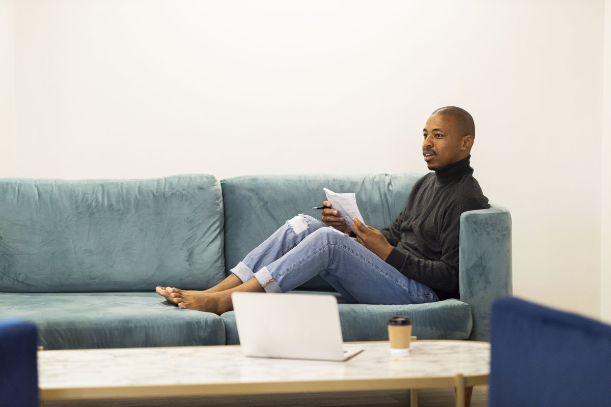 Black business man at working from home