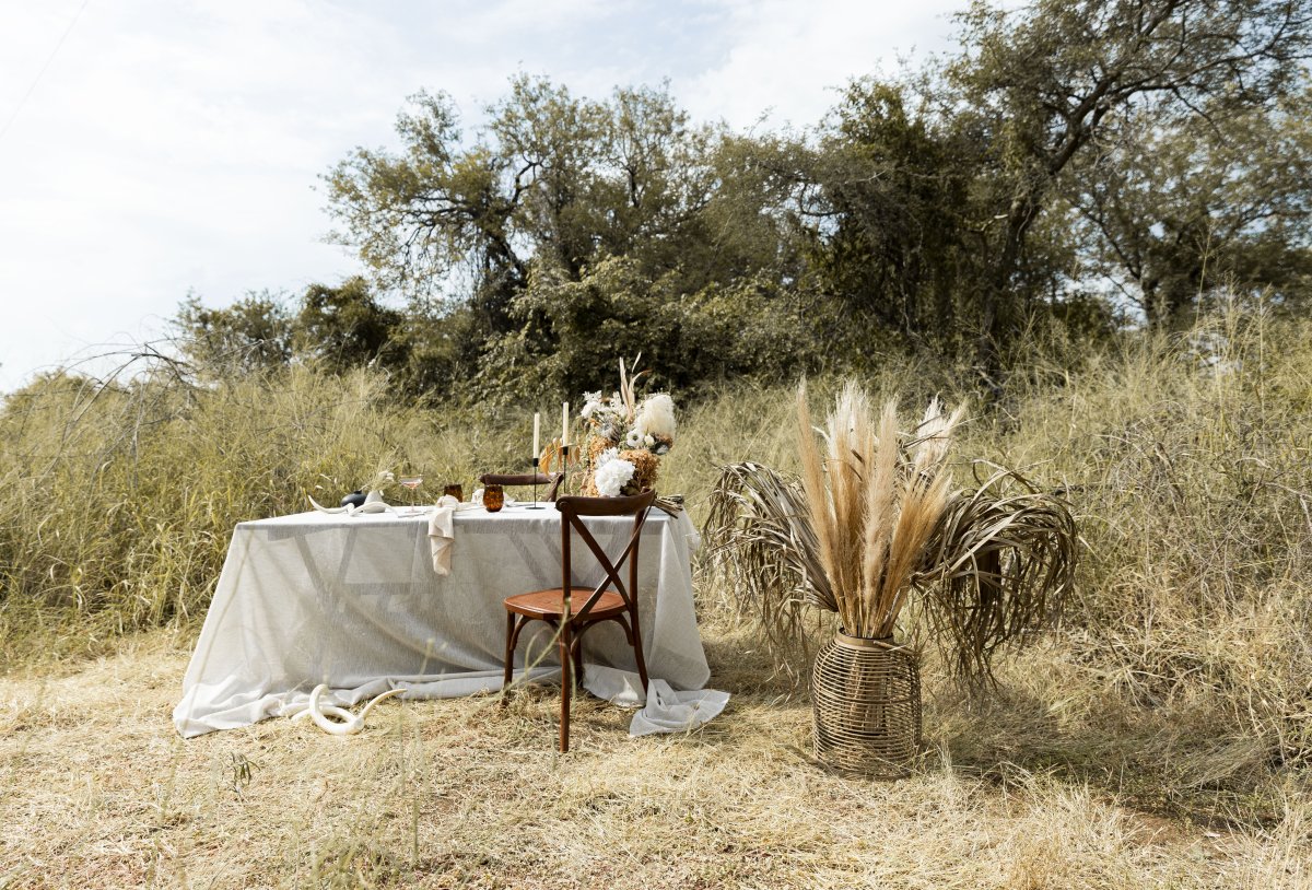 Romantic dining in the bush for a couple
