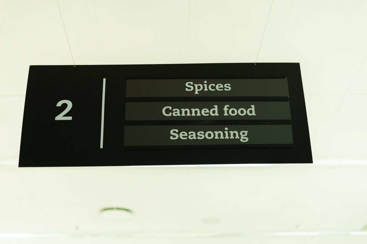 Spices, canned food and seasoning isle at a store