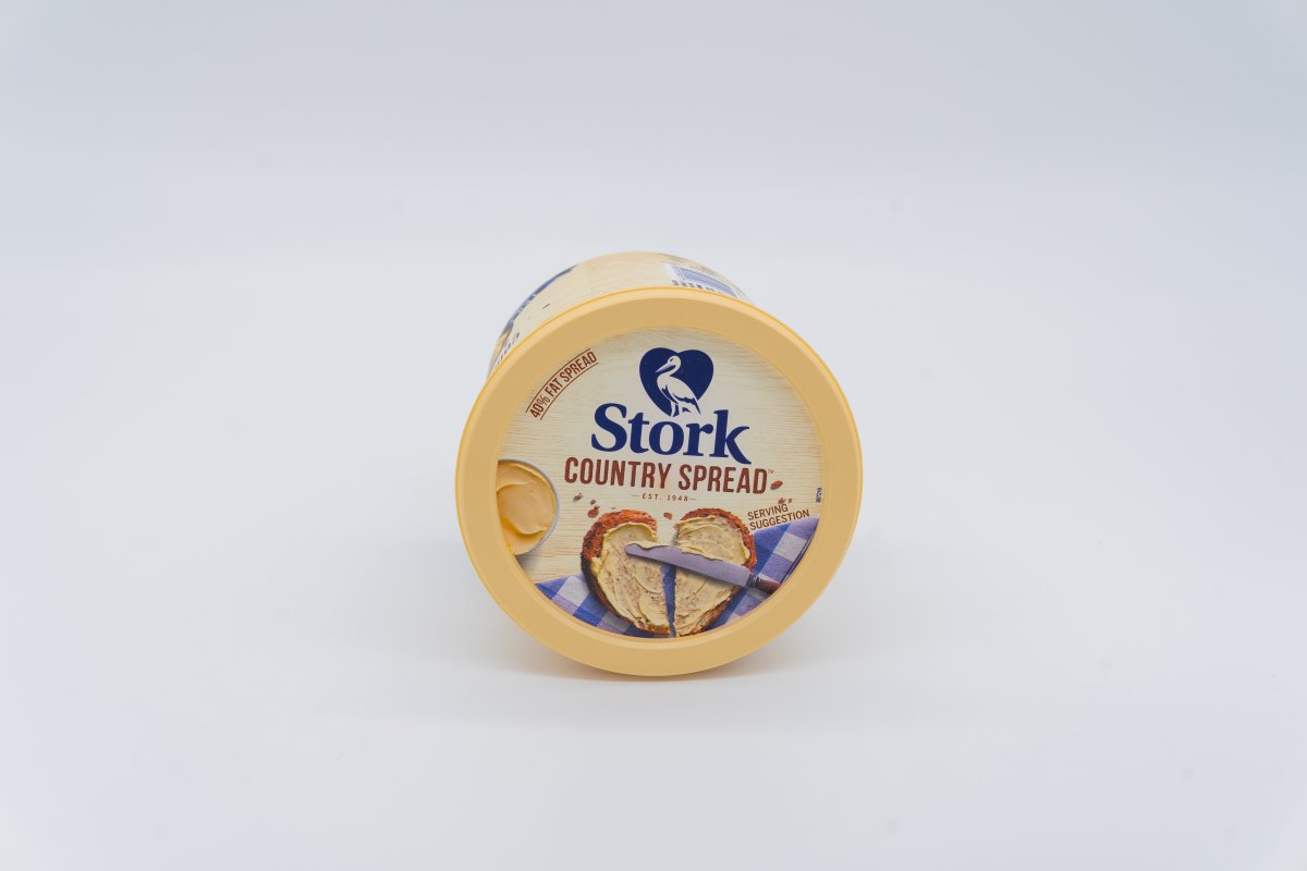 Product of stork country spread laying on the side.