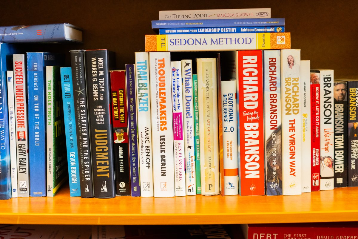 Entrepreneurship books in a shelve