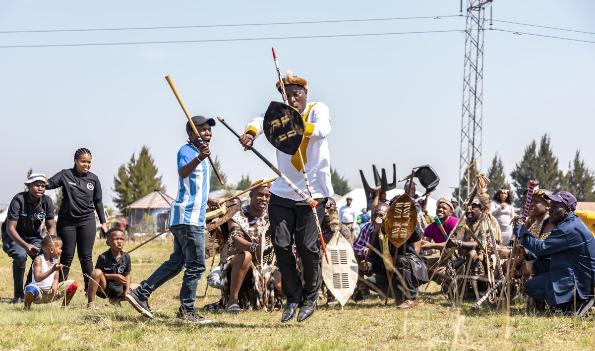 Zulu traditional dancers celebrating.