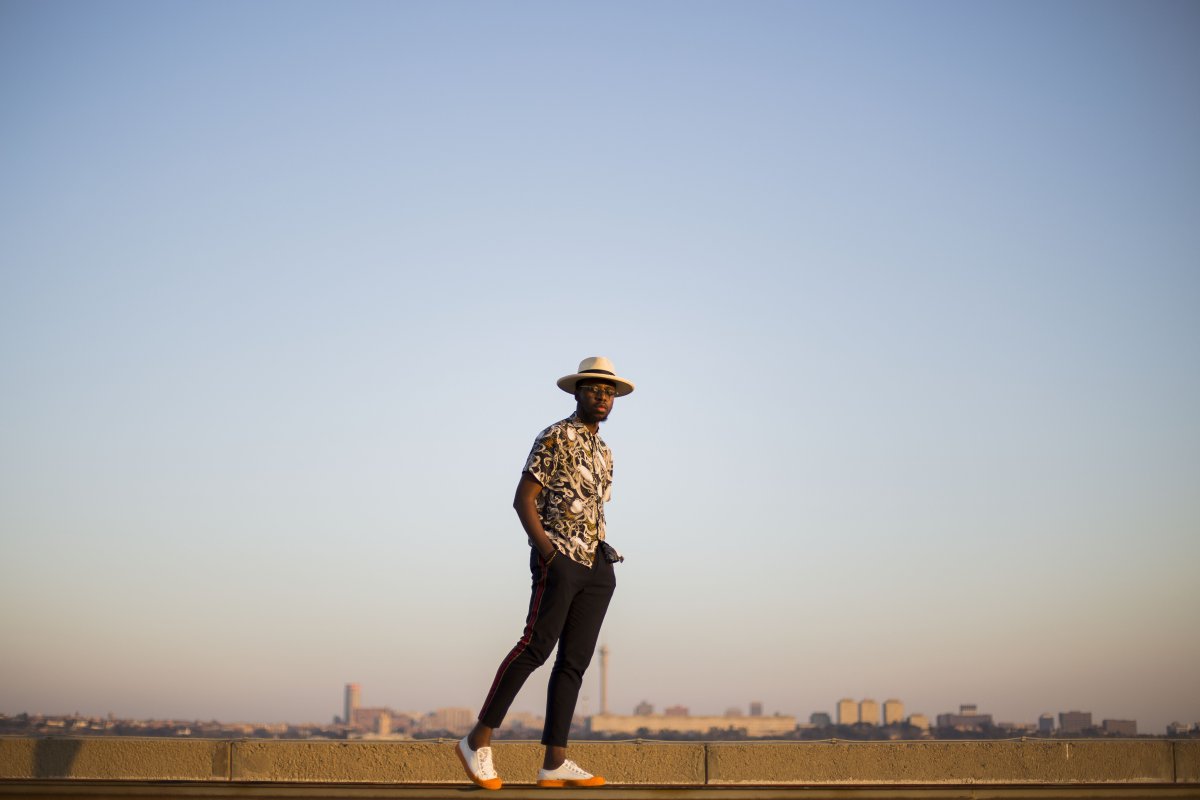Model posing in the joburg skyline
