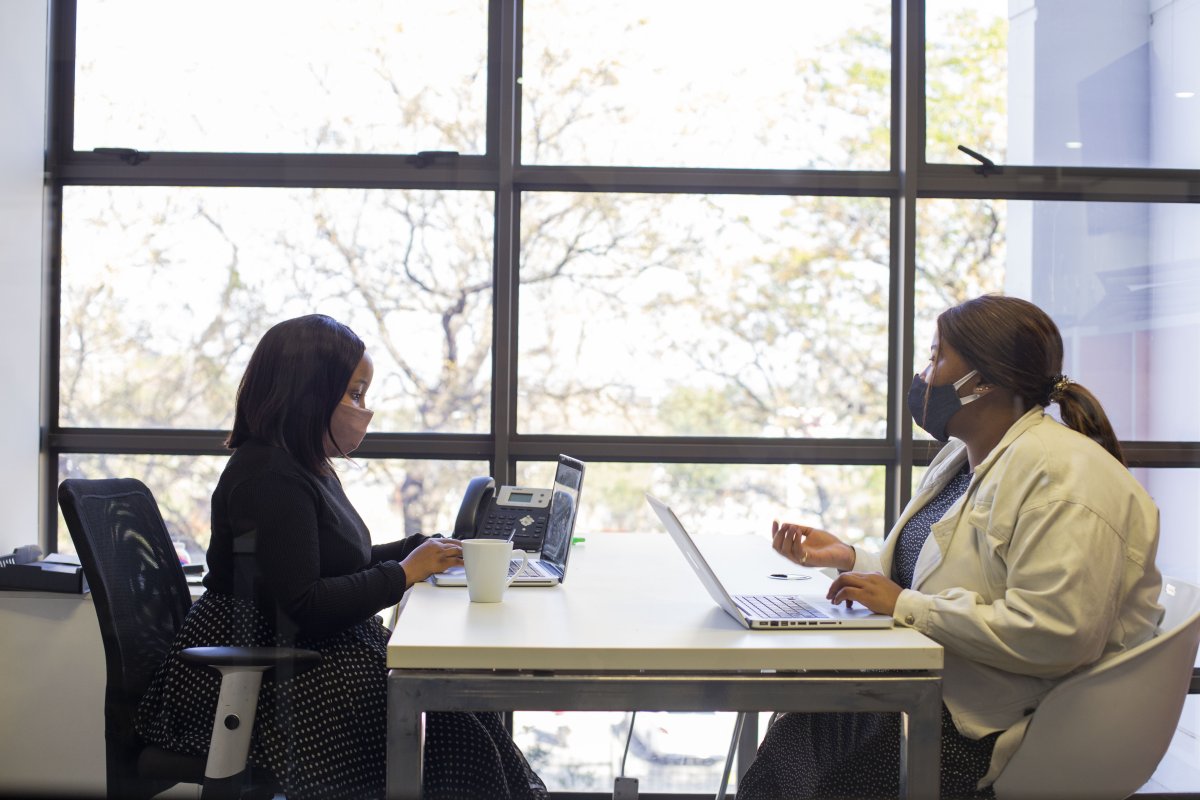 Business women in a meeting during covid-19