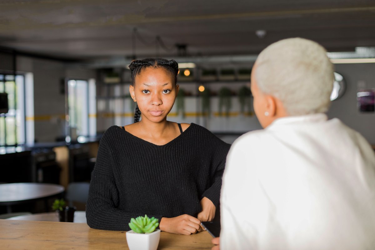Black woman looking at the camera