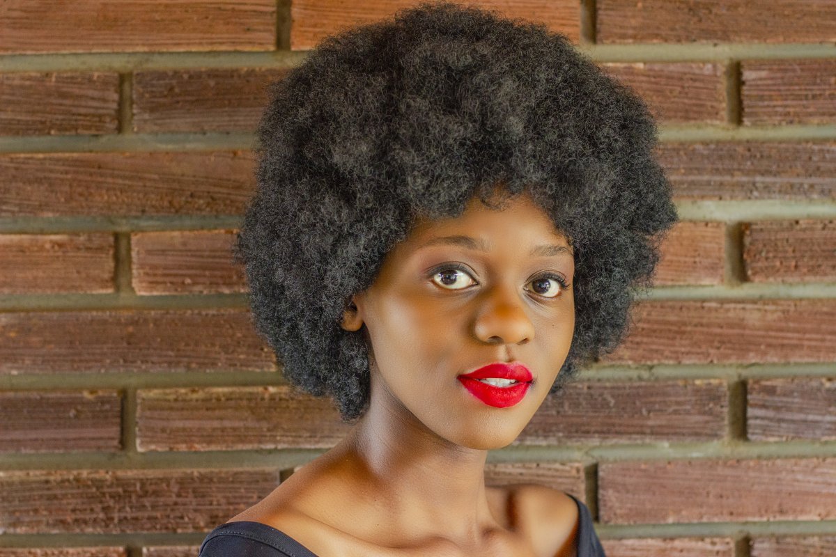 Young black woman with a black afro hairstyle