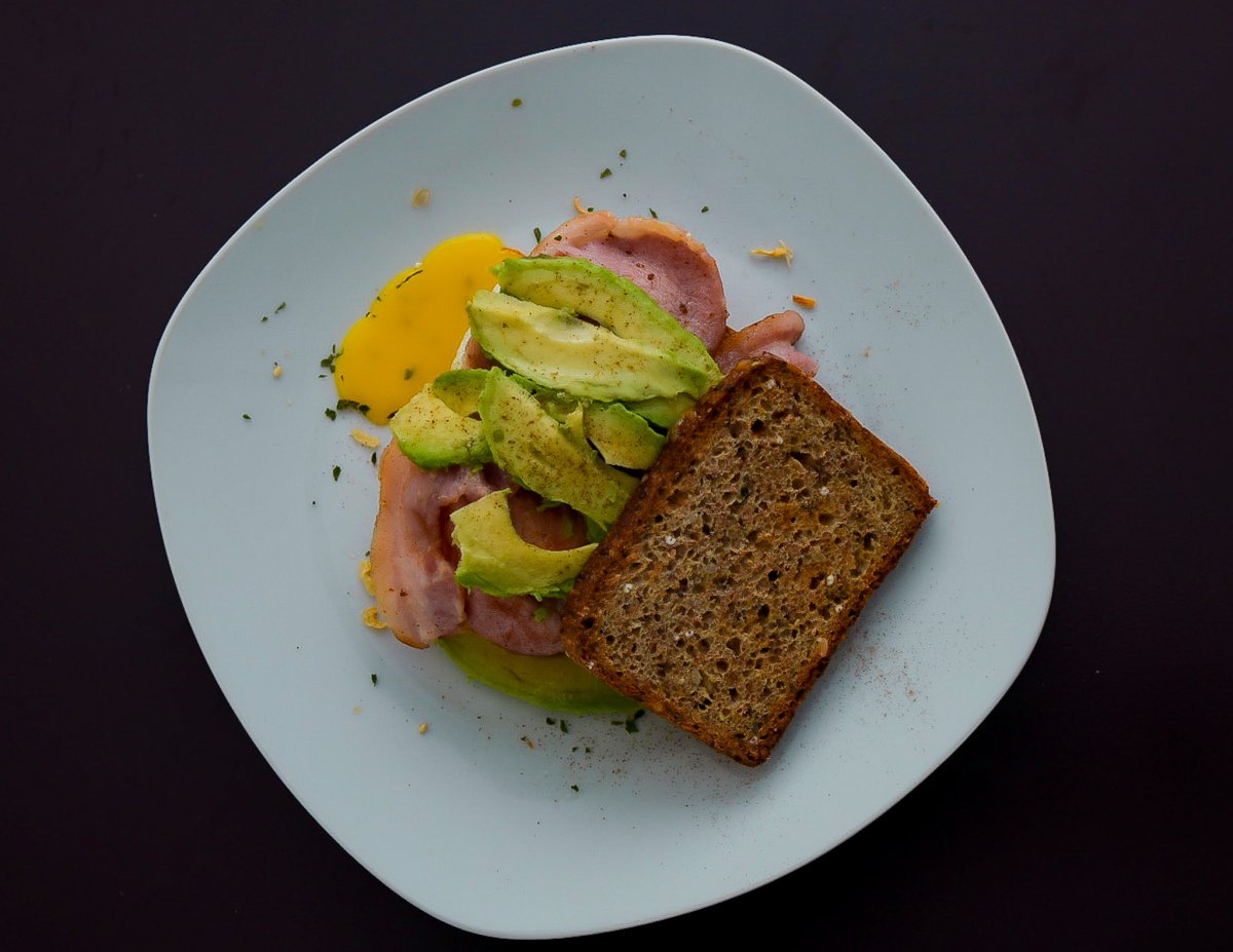 Flatlay of a morning sandwich