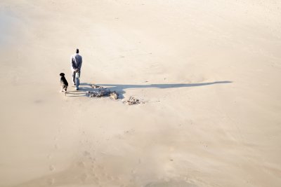 Man with dog walking