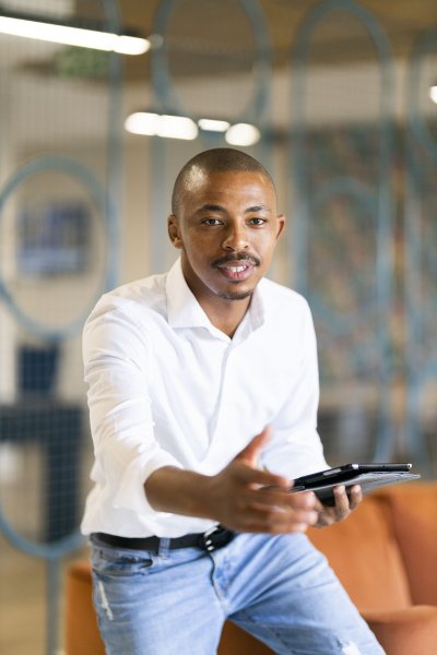 Black business man greeting
