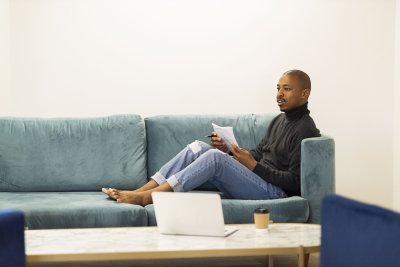 Black business man at working from home