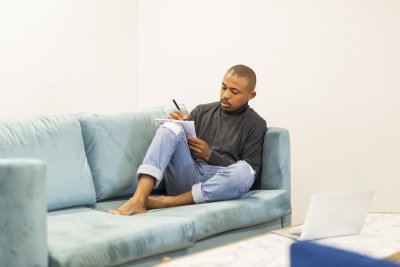 Black business man at working from home