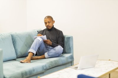 Black business man at working from home