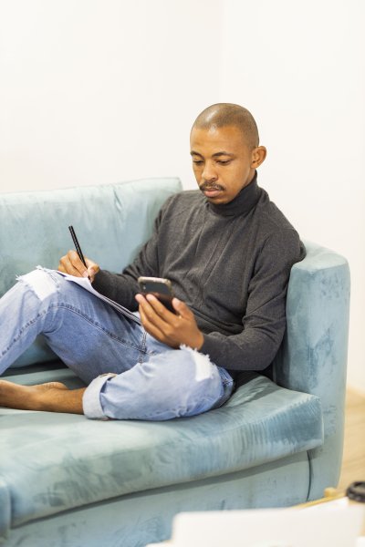 Black business man at working from home