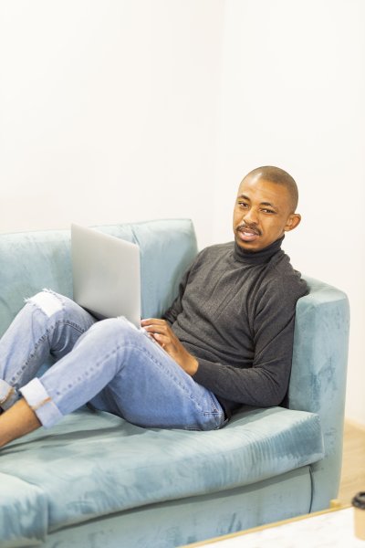 Black business man at working from home