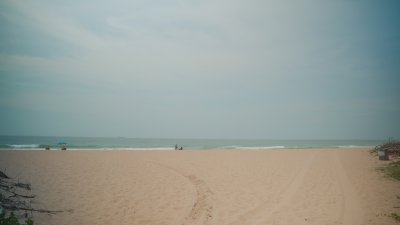Umhlanga beach with perfect sand and cloudy sky