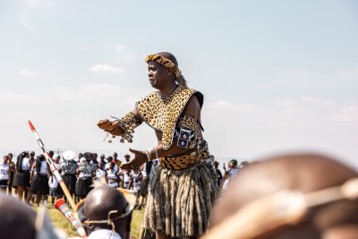 Zulu warrior singing and dancing