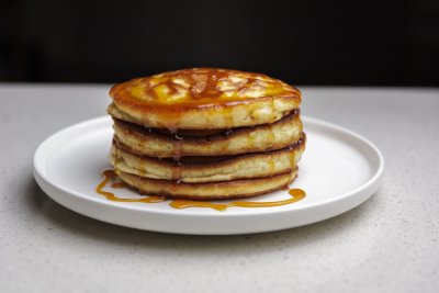 Pancakes with syrup on a plate
