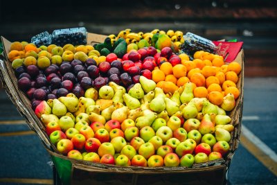 A hawker's fruit trolley.