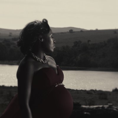 Portrait of a pregnant black woman