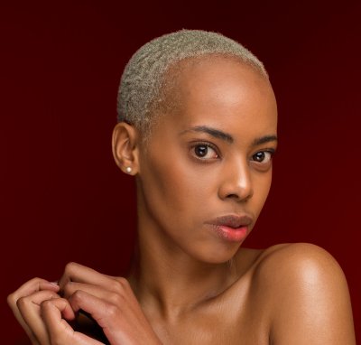 Portrait of black model in studio