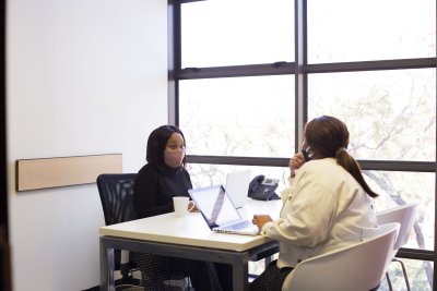 Business women in a meeting during covid-19