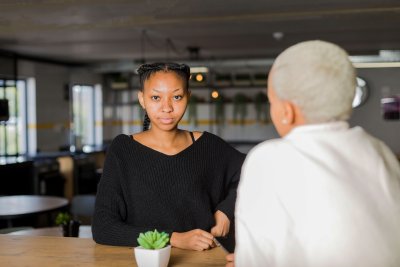 Black woman looking at the camera