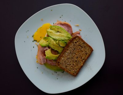 Flatlay of a morning sandwich