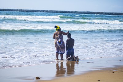 A South African traditional cleansing taking place at the beach